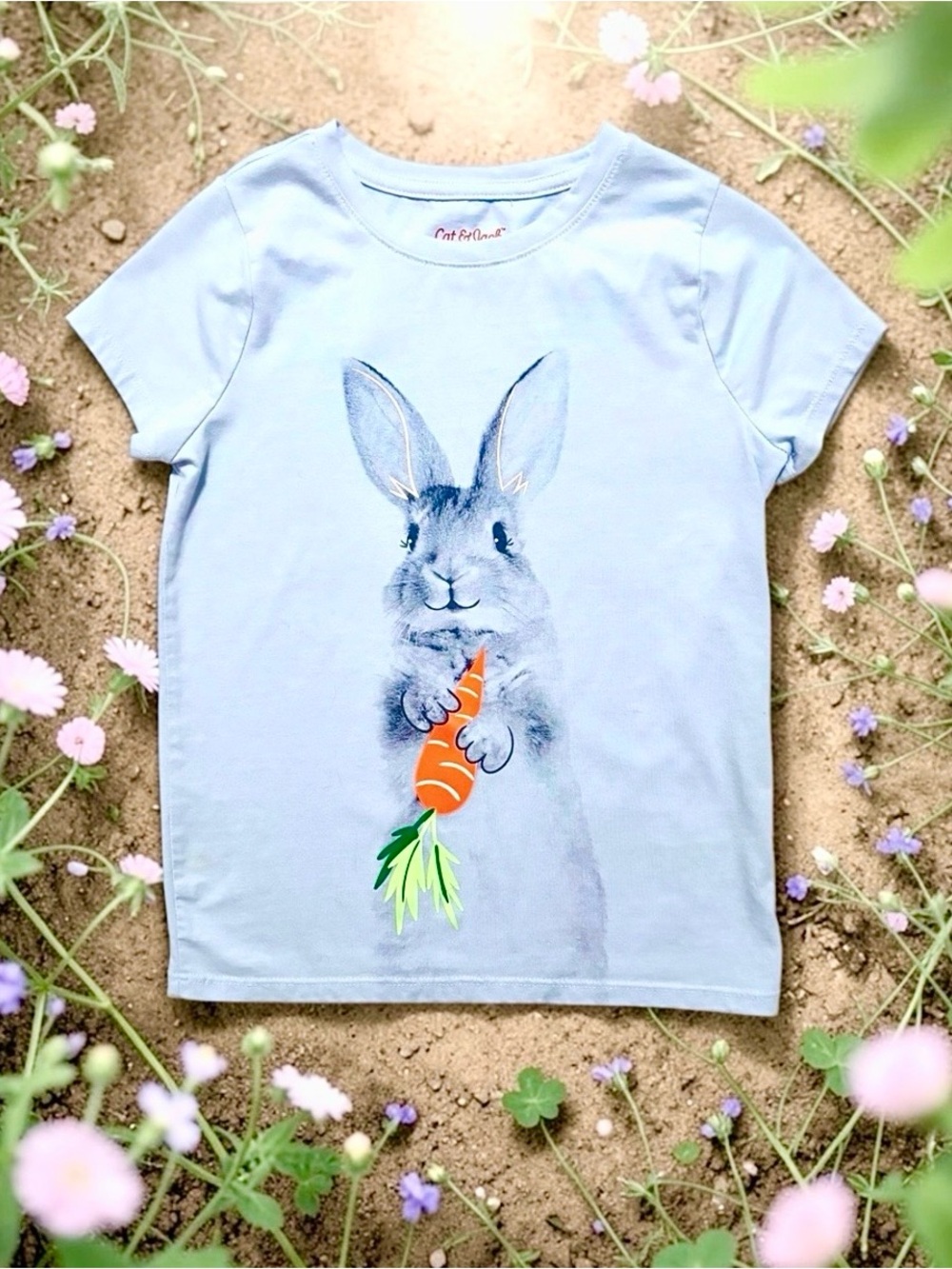 Cat & Jack Girls Bunny Carrot Tee Size 6/6X EUC